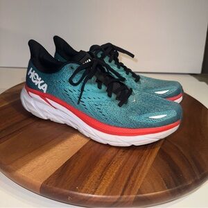Hoka Turquoise and Coral Athletic Shoes